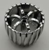 100942 | Wheel Hard Plastic, (100942pb01) Treaded 49.5mm D. x 37.5mm with Molded Flat Silver Spokes Pattern | Custom Chromed by Bubul