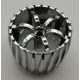 100942 | Wheel Hard Plastic, (100942pb01) Treaded 49.5mm D. x 37.5mm with Molded Flat Silver Spokes Pattern | Custom Chromed by Bubul