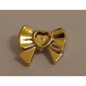   11618 | Chrome Gold Friends Accessories Hair Decoration, Bow with Heart, Long Ribbon and Pin | Custom Chromed by BUBUL
