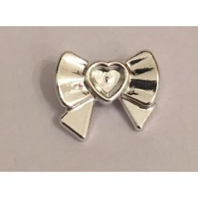  11618 | Chrome Silver Friends Accessories Hair Decoration, Bow with Heart, Long Ribbon and Pin | Custom Chromed by BUBUL