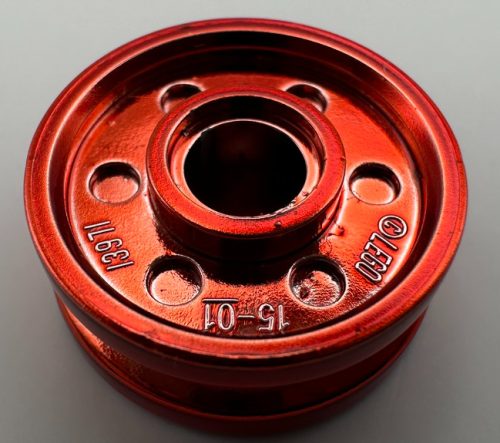 56902, 13971 | Chrome Red Wheel 18mm D. x 8mm with Fake Bolts and Deep Spokes with Inner Ring | Custom Chromed by BUBUL