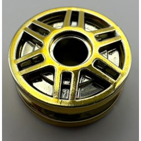   56902, 13971 | Chrome Gold Wheel 18mm D. x 8mm with Fake Bolts and Deep Spokes with Inner Ring | Custom Chromed by BUBUL