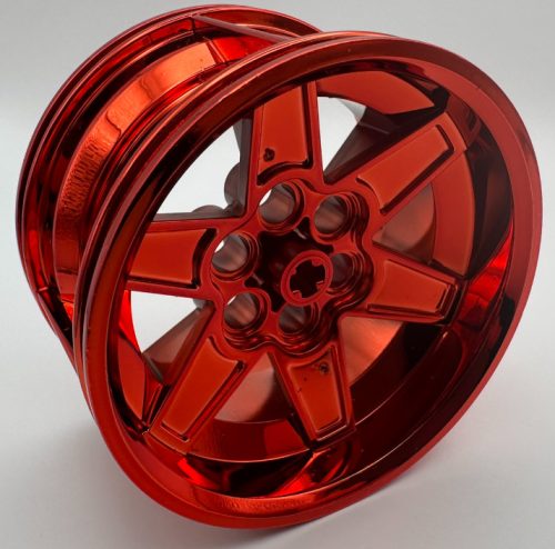 15038 Chrome-RED Wheel 56mm D. x 34mm Technic Racing Medium, 6 Pin Holes or 51150 Custom chromed by Bubul
