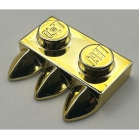   15208 Chrome Gold Plate, Modified 1 x 2 with 3 Teeth  Custom Chromed by BUBUL