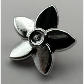   18853 | Chrome Silver Friends Accessories Hair Decoration, Flower with Pointed Petals and Small Pin | Custom Chromed by BUBUL