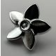 18853 | Chrome Silver Friends Accessories Hair Decoration, Flower with Pointed Petals and Small Pin | Custom Chromed by BUBUL