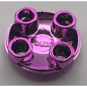   2654, 54196 | Chrome Pink Plate, Round 2 x 2 with Rounded Bottom (Boat Stud) | Custom Chromed by Bubul
