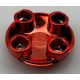 2654, 54196 | Chrome-RED Plate, Round 2 x 2 with Rounded Bottom (Boat Stud) | Custom Chromed by Bubul