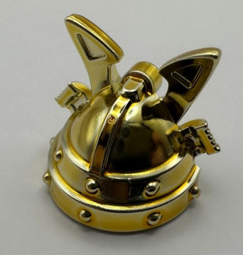 28679 | Chrome Gold Minifigure, Headgear Helmet Ninja (Samurai) Kabuto with Large Curved Crest and Rivets | Custom Chromed by Bubul