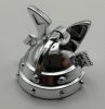28679 | Chrome Silver Minifigure, Headgear Helmet Ninja (Samurai) Kabuto with Large Curved Crest and Rivets | Custom Chromed by Bubul