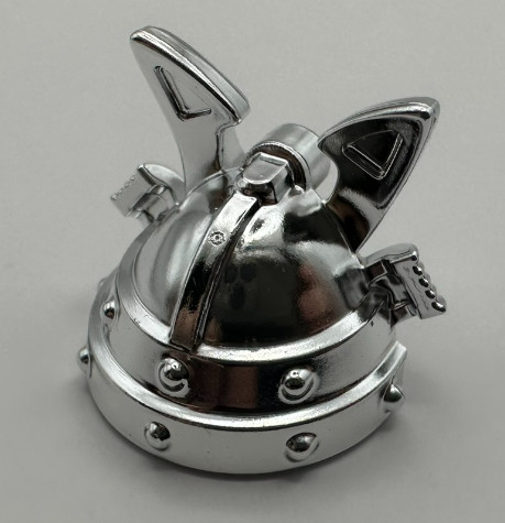 28679 | Chrome Silver Minifigure, Headgear Helmet Ninja (Samurai) Kabuto with Large Curved Crest and Rivets | Custom Chromed by Bubul