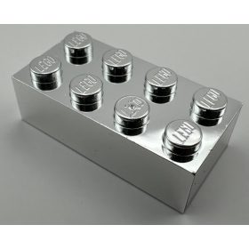 Chrome Lego brick up close  3001 - Chrome Silver Lego Brick 2 x 4 - Custom Chromed by Bubul