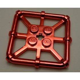   Chrome-RED Plate, Modified 2 x 2 with Bar Frame Square   part number 30094  Custom Chromed by Bubul