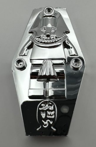 30164 | Chrome Silver Container, Coffin Lid with Mummy Relief Plain (Sarcophagus) | Custom Chromed by Bubul