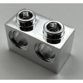   32000 | Chrome Silver Technic, Brick 1 x 2 with Holes | Custom Chromed by Bubul