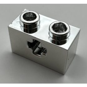   32064 | Chrome Silver Technic, Brick 1 x 2 with Axle Hole  32064b 32064c or 31493 | Custom Chromed by BUBUL