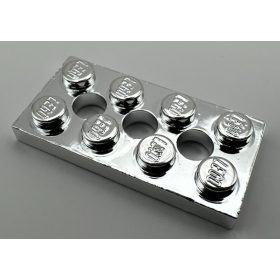   3709b Chrome Silver Technic, Plate 2 x 4 with 3 Holes Custom  Chromed by Bubul
