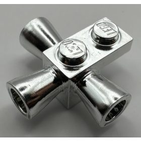   3963 | Chrome Silver Brick, Modified 1 x 1 with 3 Loudspeakers / Space Positioning Rockets | Custom Chromed by Bubul