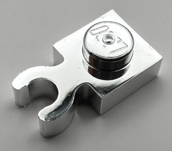 4085, 44860, 60897, 93793 | Chrome Silver Plate, Modified 1 x 1 with Clip Vertical - Type 4 (thick open O clip) | Custom Chromed by Bubul