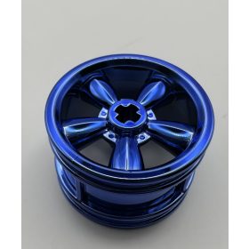   42716 Chrome Blue Wheel 30.4mm D. x 20mm with No Pin Holes and 5 Large Spokes Custom Chromed by BUBUL