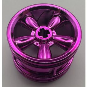   42716 Chrome Pink Wheel 30.4mm D. x 20mm with No Pin Holes and 5 Large Spokes Custom Chromed by BUBUL