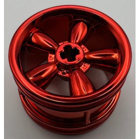   42716 Chrome RED Wheel 30.4mm D. x 20mm with No Pin Holes and 5 Large Spokes Custom Chromed by BUBUL