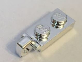 44301 | Chrome Silver Hinge Plate 1 x 2 Locking with 1 Finger On End | Custom Chromed by BUBUL