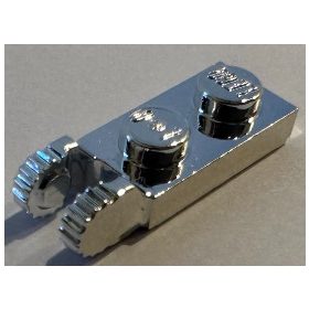   44302 | Chrome Silver Hinge Plate 1 x 2 Locking with 2 Fingers on End | Custom Chromed by BUBUL