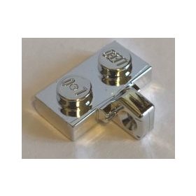   44567 | Chrome Silver Hinge Plate 1 x 2 Locking with 1 Finger on Side (Undetermined Type) | Custom Chromed by BUBUL
