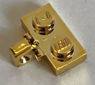 44567 | Chrome Gold Hinge Plate 1 x 2 Locking with 1 Finger on Side (Undetermined Type) | Custom Chromed by BUBUL