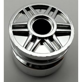   Chrome Silver Wheel 18mm D. x 14mm with Pin Hole, Fake Bolts and Shallow Spokes  55981 Custom Chromed by Bubul