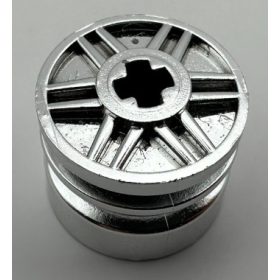   55982 Chrome Silver Wheel 18mm D. x 14mm with Axle Hole, Fake Bolts and Shallow Spokes  Custom Chromed by Bubul