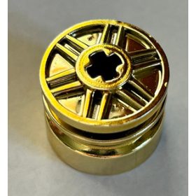   55982 Chrome GOLD Wheel 18mm D. x 14mm with Axle Hole, Fake Bolts and Shallow Spokes  Custom Chromed by Bubul