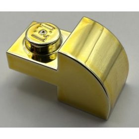   5841 | Chrome Gold Slope, Curved 2 x 1 with Recessed Stud | Custom Chromed by Bubul