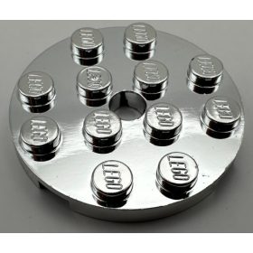   60474 Chrome Silver Plate, Round 4 x 4 with Hole  60474 Custom Chromed by BUBUL