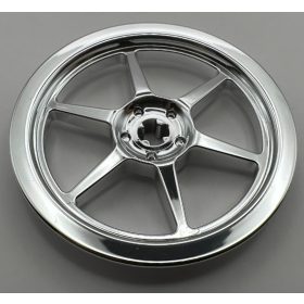   6607 | Wheel Cover 6 Spoke with Axle Hole - 43mm D. - for Wheel 56908 | Custom Chromed by Bubul