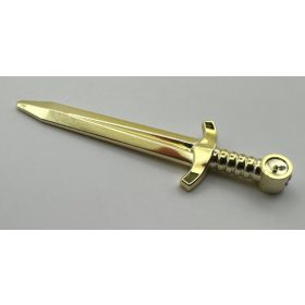   66964 Chrome Gold Minifigure, Weapon Sword, Greatsword Pointed with Upturned Crossguard Custom Chromed by BUBUL