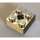 71752 | Chrome Silver Brick, Modified 2 x 2 x 2/3 Ribbed with Axle Hole | Custom Chromed by Bubul