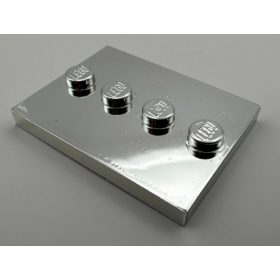   88646 Chrome Silver Tile, Modified 3 x 4 with 4 Studs in Center  or 17836  Custom Chromed by BUBUL