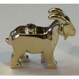   95341 | Chrome Gold Goat with Black Eyes and Dark Tan Horns Pattern | Custom Chromed by Bubul