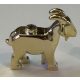 95341 | Chrome Gold Goat with Black Eyes and Dark Tan Horns Pattern | Custom Chromed by Bubul