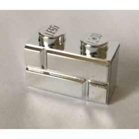   98283 | Chrome Silver Brick, Modified 1 x 2 with Masonry Profile (Brick Profile) | Custom Chromed by Bubul