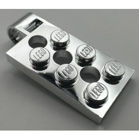   98286 | Chrome Silver Hinge Plate 2 x 4 with Pin Hole and 3 Holes - Top | Custom Chromed by Bubul