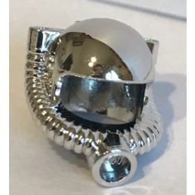   X168 Chrome Silver Minifigure, Headgear Helmet Space / Town with Breathing Hose or 30038 Custom Chromed by BUBUL